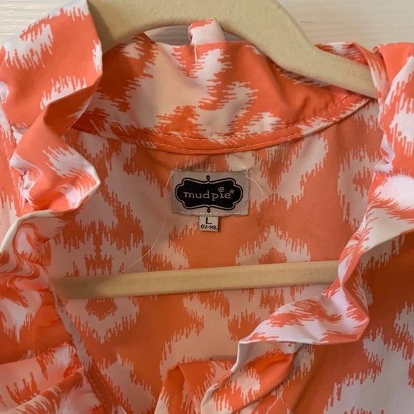 MudPie Shift Dress Damask Ruffle VNeck Sleeveless - Picture 2 of 4